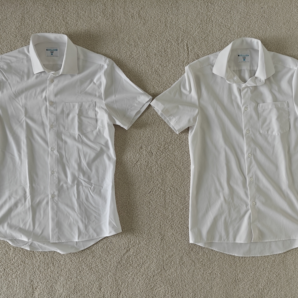 Two &Collar White Short Sleeve Stretch Dress Shirts Men's Slim Medium